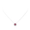 Image 1 : 1.30 ctw Lab Created Ruby and Diamond Pendant with Chain - Silver and 14KT White