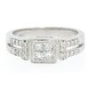 Image 1 : Modern 18k White Gold Princess & Pave Diamond Band Ring in Invisible Setting