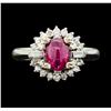 Image 2 : 1.00 ctw Ruby And Diamond Ring - 10KT White Gold