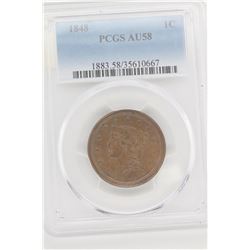 1848 Braided Hair Large Cent PCGS AU58