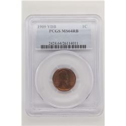 1909 VDB LINCOLN CENT PCGS MS64 RB