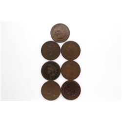 1864 thru 1870 INDIAN CENTS (7 coins)