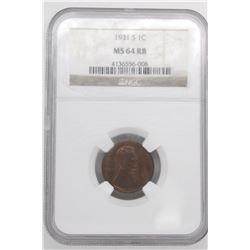 1931 S LINCOLN CENT NGC MS64 RB