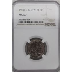 1938 D BUFFALO NICKEL NGC MS67