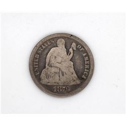 1876 CC LIBERTY SEATED DIME VG+