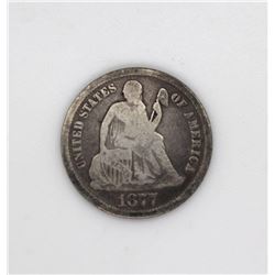 1877 CC LIBERTY SEATED DIME F+