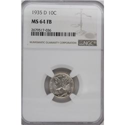 1935 D MERCURY DIME NGC MS64FB