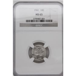 1941 MERCURY DIME BU NGC MS65