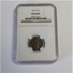 1931 D Lincoln Cent NGC MS64BN