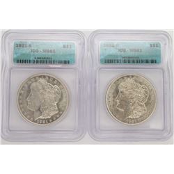 1921 D & S Morgan Silver Dollars NGC MS61