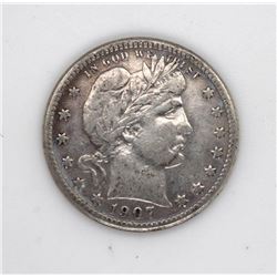 1907 O BARBER QUARTER XF