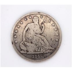 1842 LIBERTY SEATED HALF DOLLAR F+