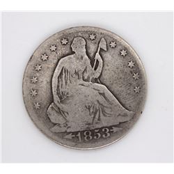 1853 LIBERTY SEATED HALF w/ Arrows & Rays VG-F