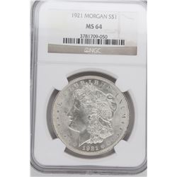 1921 Morgan Silver Dollar NGC MS64