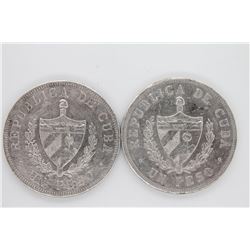 Two (2ct.) lot of Cuba 1933 Un Peso XF+