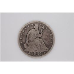 1854 LIBERTY SEATED HALF DOLLAR VG