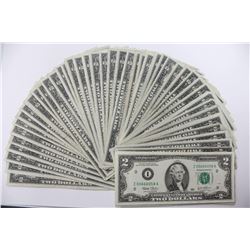 Lot of 50 Bicentennial Year Two Dollar Bill