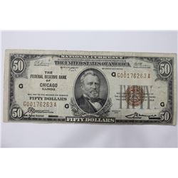 1929 $50 NATIONAL CURRENCY CHICAGO IL