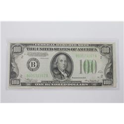 1934 $100 Federal Reserve Note Vivid Green