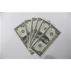 6 Consecutive 1988A $1 Star Notes Gem Unc