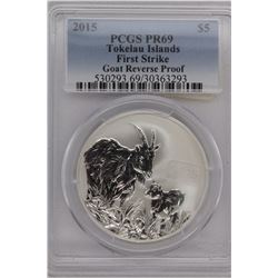 2015 Tokelau Islands 1oz Silver Goat Reverse Proof