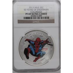 2013 Niue $2 Spiderman Colorized 1oz Silver