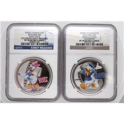 2014 NIUE SILVER $2 DISNEY Donald and Daisy Duck