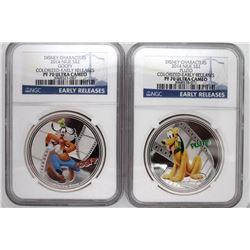 2014 Niue Goofy and 2014 Niue Pluto DISNEY 1oz