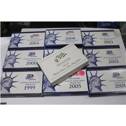 10 US Mint Proof Sets 1999-2008