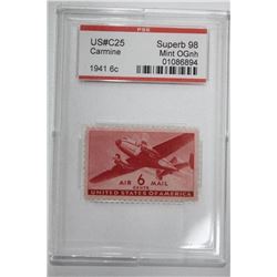 US #C25 Airmail 6 Cent Carmine MINT OGNH XF PSE98