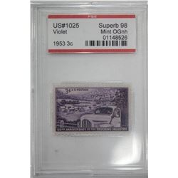 US SC#1025 3 Cent Violet Trucker OGNH PSE98