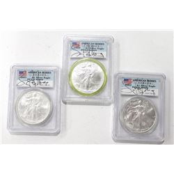 Three American Silver Eagles AM. Hero PCGS MS69