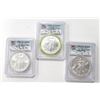 Image 1 : Three American Silver Eagles AM. Hero PCGS MS69