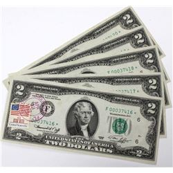 5 Consecutive FDI Bicentennial $2 Star Notes Unc