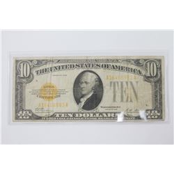 1928 $10 Gold Certificate VF+