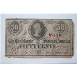 1863 2nd Series CSA 50C Note VF