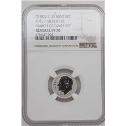 2015 P reverse Proof Silver Roosevelt 10C NGC PF70