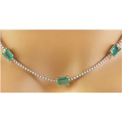 8.23 CTW Emerald 18K White Gold Diamond Ring