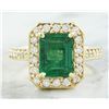 Image 1 : 3.40 CTW Emerald 14K Yellow Gold Diamond Ring