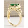 Image 3 : 2.90 CTW Natural Emerald And Diamond Ring In 18K Yellow Gold