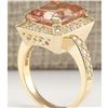 Image 3 : 5.56 CTW Natural Morganite And Diamond Ring In 18K Solid Yellow Gold