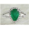 Image 1 : 2.65 CTW Emerald 18K White Gold Diamond Ring