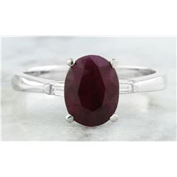 1.70 CTW Ruby 18K White Gold Diamond Ring