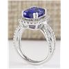 Image 3 : 5.02 CTW Natural Blue Tanzanite And Diamond Ring In 18K White Gold