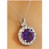 Image 2 : 1.82 CTW Amethyst 14K White Gold Diamond Necklace