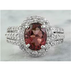 4.33 CTW Tourmaline 18K White Gold Diamond Ring