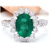 Image 1 : 3.70 CTW Natural Emerald 14K Solid White Gold Diamond Ring