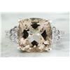 Image 1 : 7.85 CTW Morganite 14K White Gold Diamond Ring
