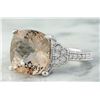 Image 2 : 7.85 CTW Morganite 14K White Gold Diamond Ring