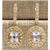 Image 1 : 12.30 CTW Natural Morganite And Diamond Earrings 14K Solid Yellow Gold